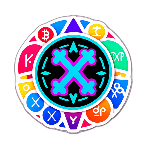 Vibrant XRP Klistermärke med Digitala Valutasymboler