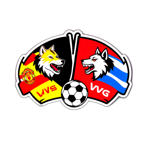 狼隊對曼聯足球貼紙