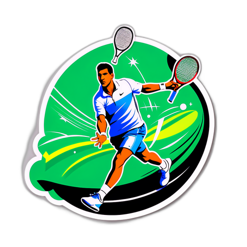 Elegant sticker af Alcaraz med kraftfuld tennisslag