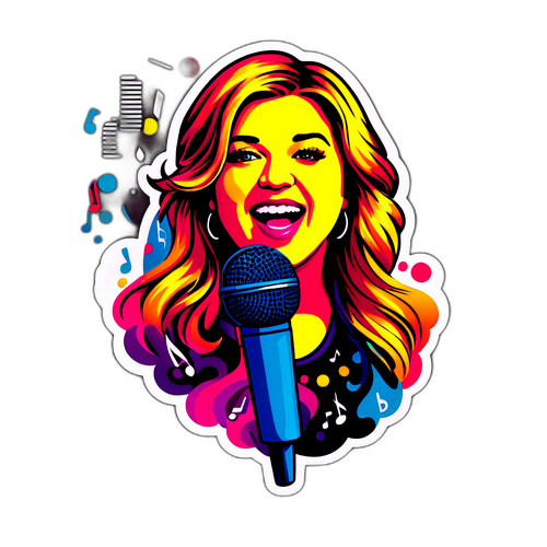 Vibrant Microphone Sticker Featuring Kelly Clarkson