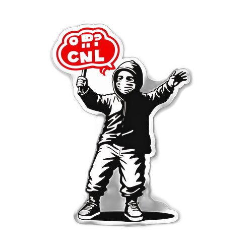 Sticker przedstawiający Banksy’ego w stylu graffiti