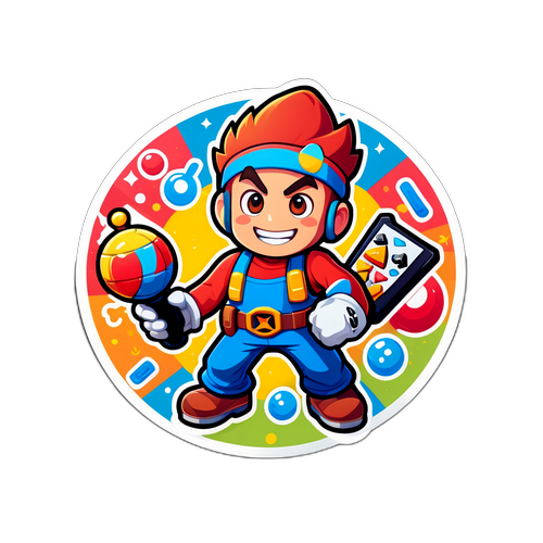 Samolepka propagující OnePlay s ikonickými herními postavami