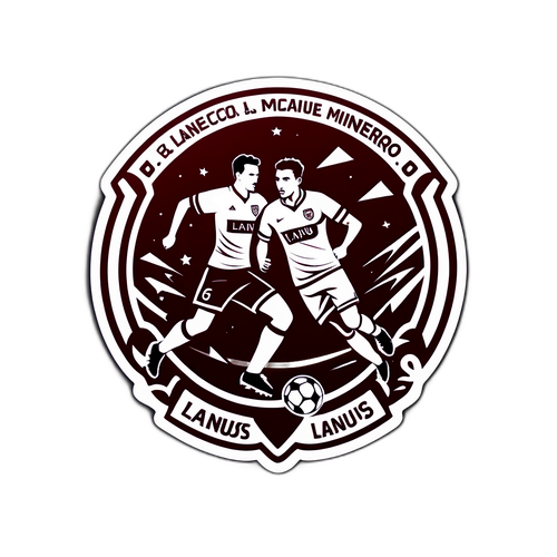 Diseño que representa un partido de fútbol entre Lanús y Mineiro
