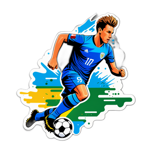 Sticker Gaya Florian Wirtz dengan Reka Bentuk Padang Bola Sepak