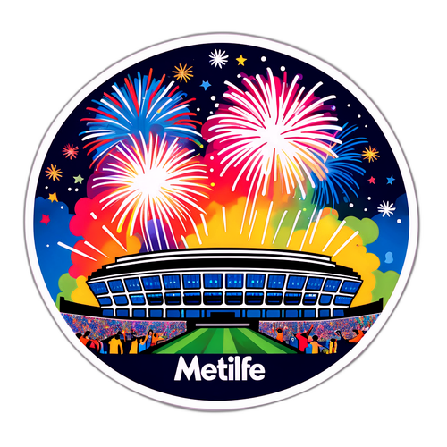 MetLife Stadion met Vuurwerk en Feestgangers