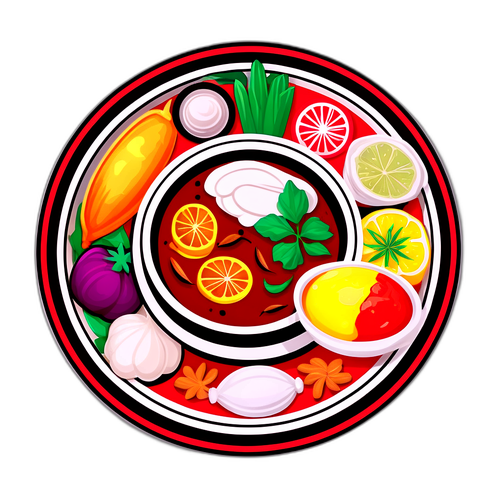 Stylizovaný motiv jídla inspirovaný íránskou kuchyní