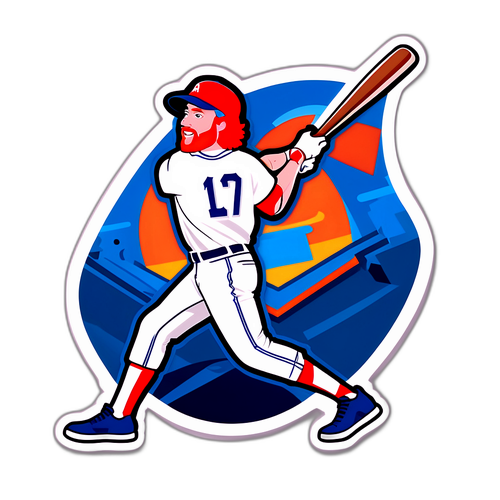 Justin Turner Swinging a Bat Cartoon Sticker