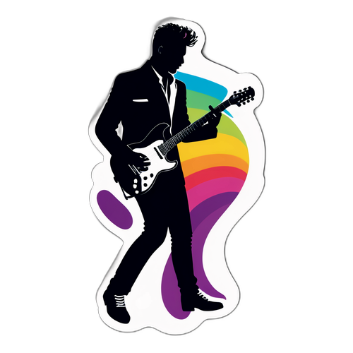 John Newman stílusos sziluettje gitárral