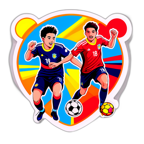 Diseño vibrante de un partido amistoso entre equipos sub-20