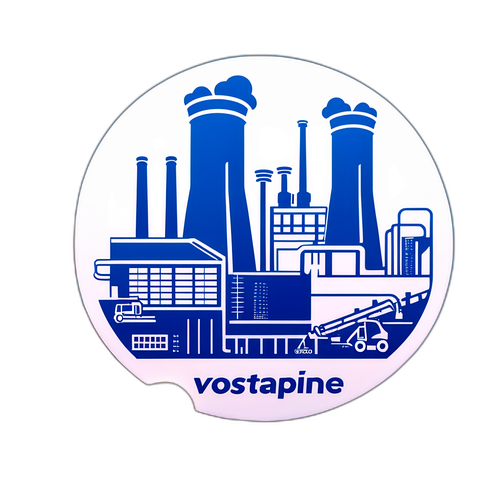 Einzigartiger Voestalpine Aufkleber mit modernem Fabrikdesign