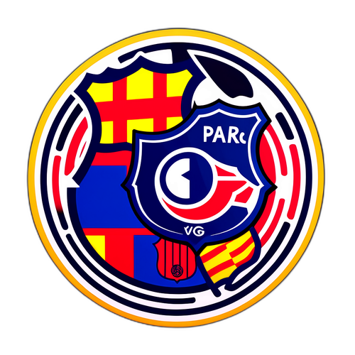 Kreativ fusjon av Barcelona og PSG-logoer