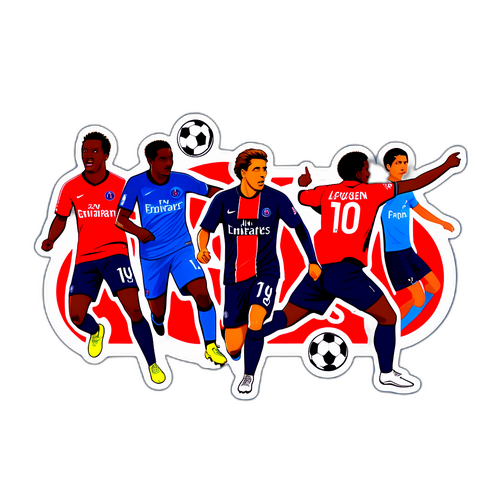 바이에르 레버쿠젠과 PSG의 축구 경기 테마 스티커