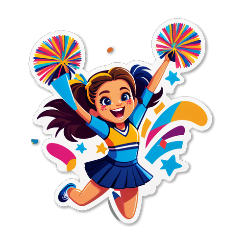 Game Day Excitement Cheerleader Sticker