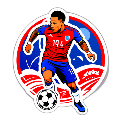 Adesivo Estilizado do Jogador Depay em Ação