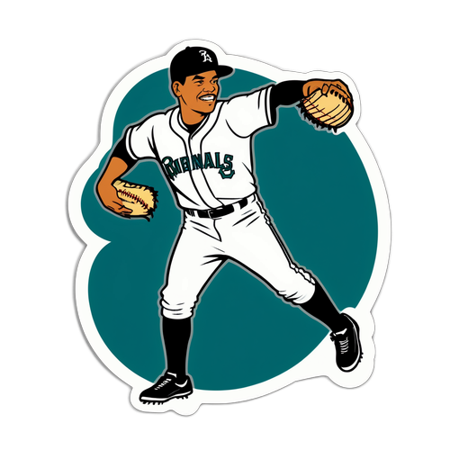 Retro Comic Style Baseball Pitcher Sticker