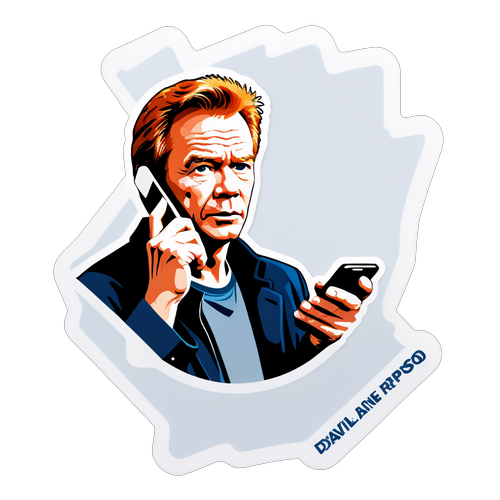 Autocollant dynamique de David Caruso avec un téléphone portable
