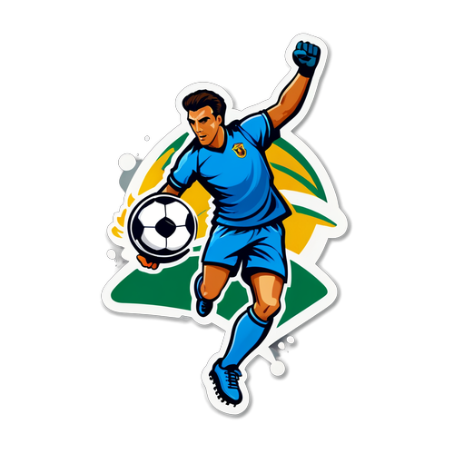 Sticker cho giải bóng đá, featuring players and competitive spirit