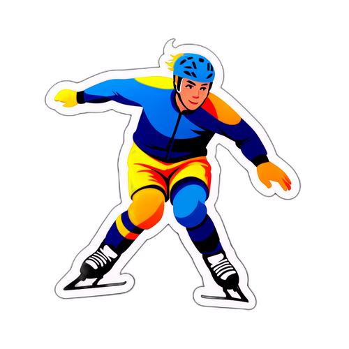 스케이트 rink에서 회전하는 스포츠 아이콘