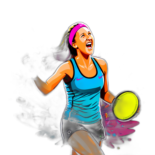 An action-packed sticker av Azarenka som firar en seger