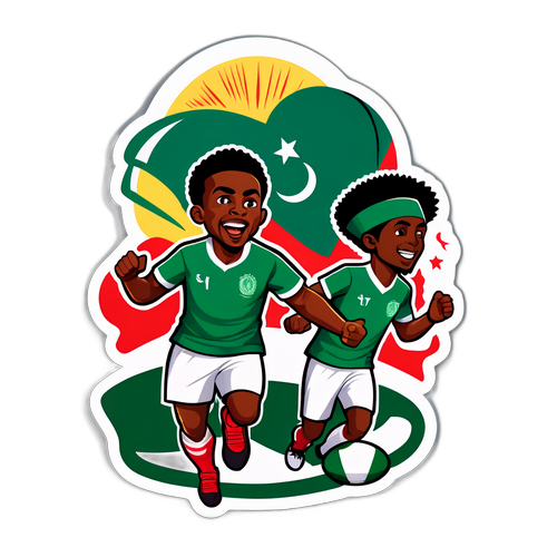 Energiával teli matrica a Nigéria és Marokkó mérkőzés szellemében