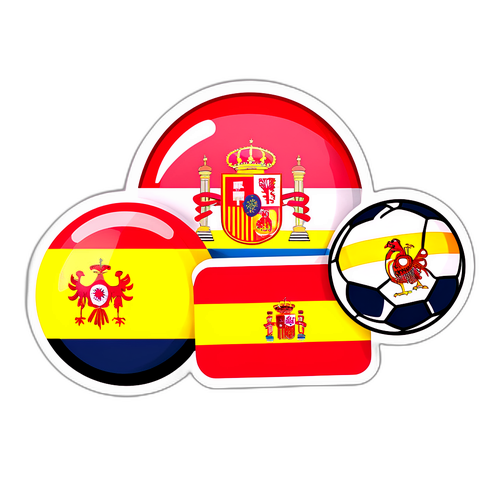 Minimialistang Sticker ng Watawat ng Turkey at Spain sa paligid ng Football