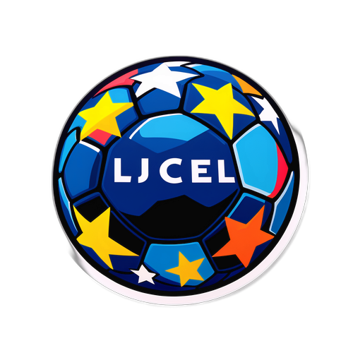 Design dinamic cu fotbal simbolizând UCL