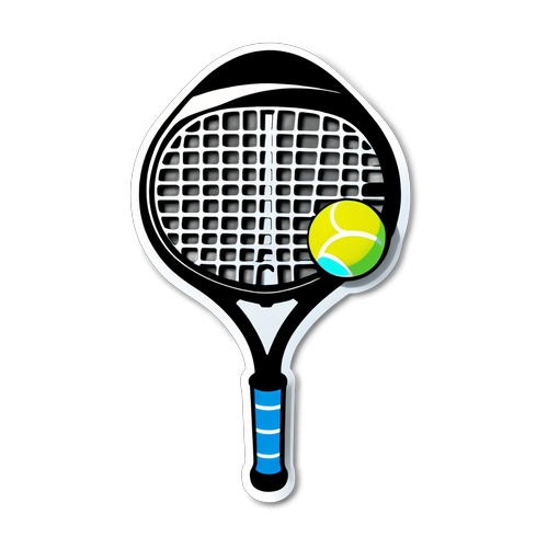 Sticker mit einem Tennisschläger und einem Tennisball