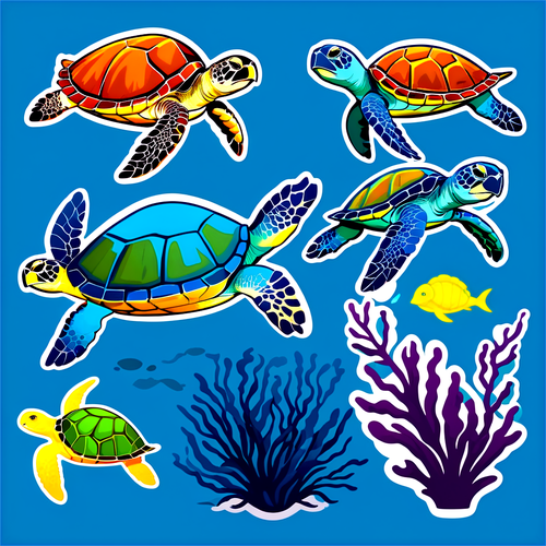 海龟与海藻在水下世界