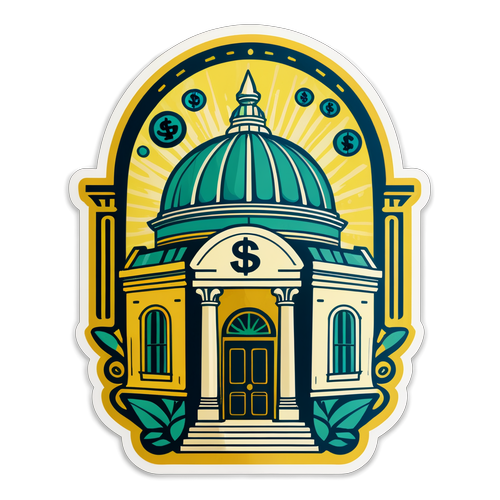 Unlock Hidden Wealth: Discover the Vintage Charm of Our Ornate Bank Sticker Design!