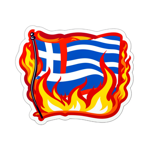 Στικέρ με αναφορές στη φωτιά στον Πειραιά