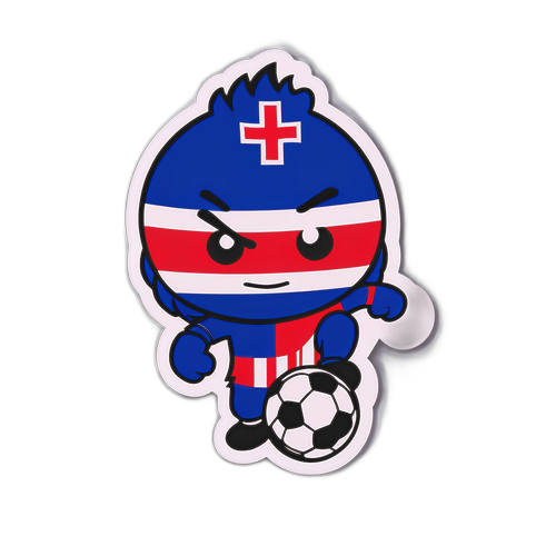 Karakter Flag Croatia Menendang Bola Sepak