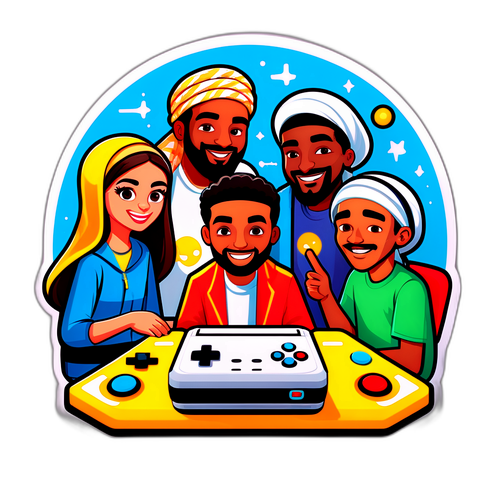 קבוצה של חברים משחקת במשחקי וידאו