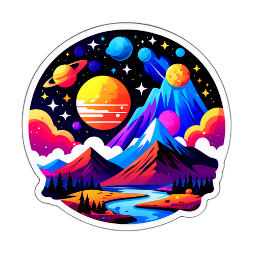 Μοντέρνος Τοπίο με Βουνά και Χημεία στον Ουρανό