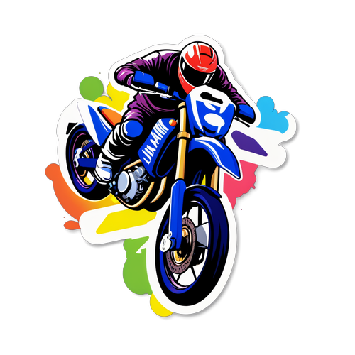 Viva a Emoção! Stickers Divertidos do Poderoso Yamaha em Um Fundo Colorido!