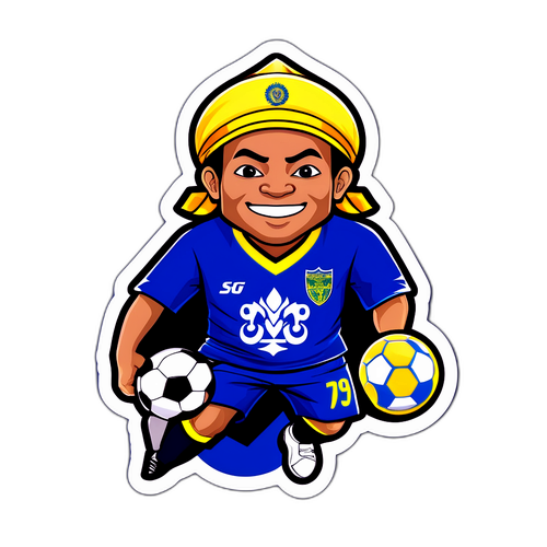 Stiker Persib Bandung dengan Latar Belakang Tradisional Indonesia