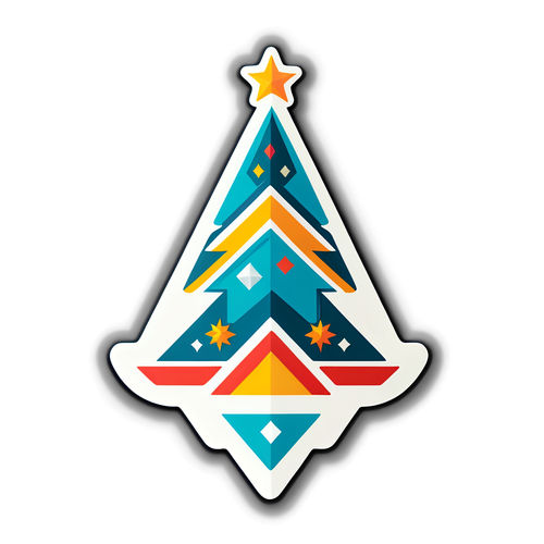 Moderne geometrische Weihnachtsbaum-Sticker für Magdeburg