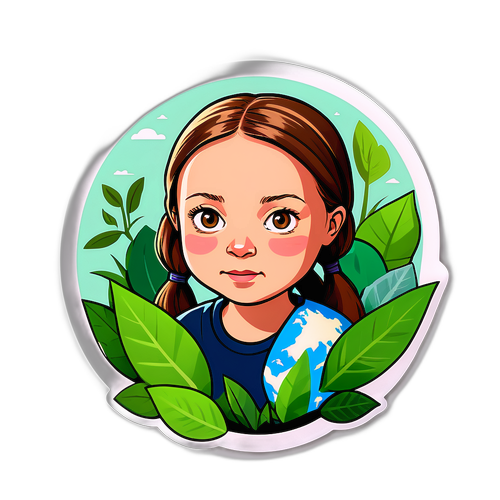 Greta Thunberg med växter och jorden