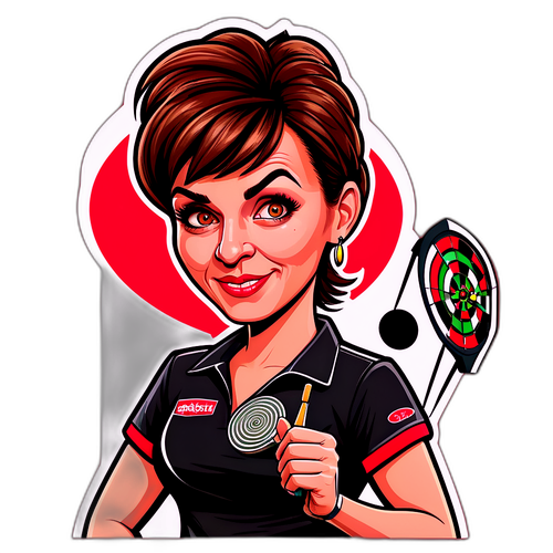 Darts-játékos karikatúra