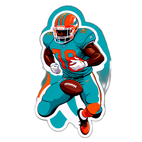 Desenho de Jogador de Futebol Americano dos Dolphins em Ação