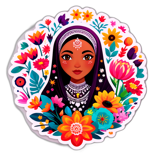 Amira Smajic med blommor och kulturella symboler