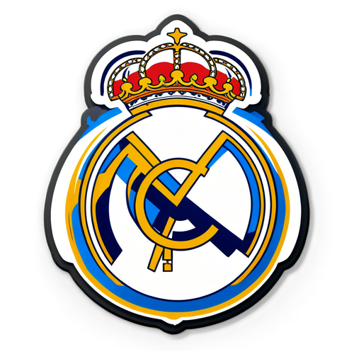 Diseño de sticker del escudo del Real Madrid con fondo de estrellas