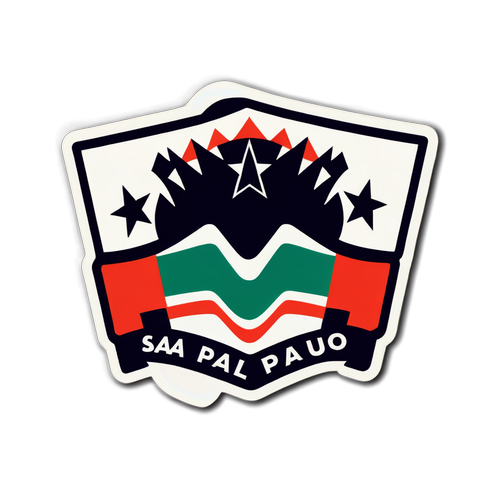 Sticker do São Paulo com bandeira do time e estádio cheio de torcedores