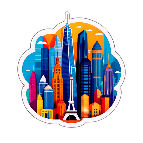 Thiết kế nhãn dán về sự đa dạng của các tòa nhà cao nhất thế giới