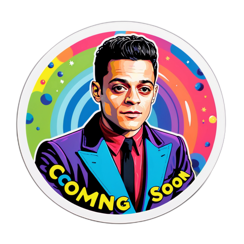 Rami Malek w psychodelicznym otoczeniu z hasłem 'Już wkrótce w kinach!'