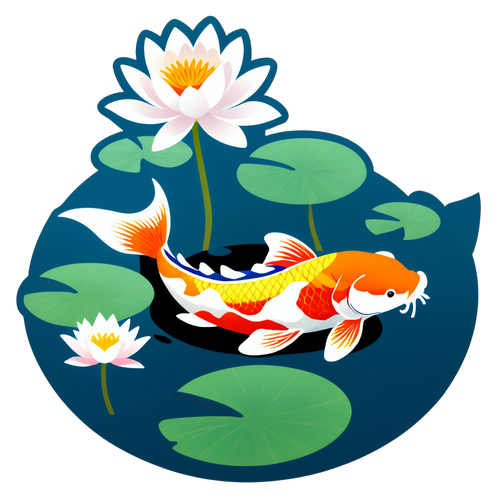 Koi Fish in Lotus Pond Sticker