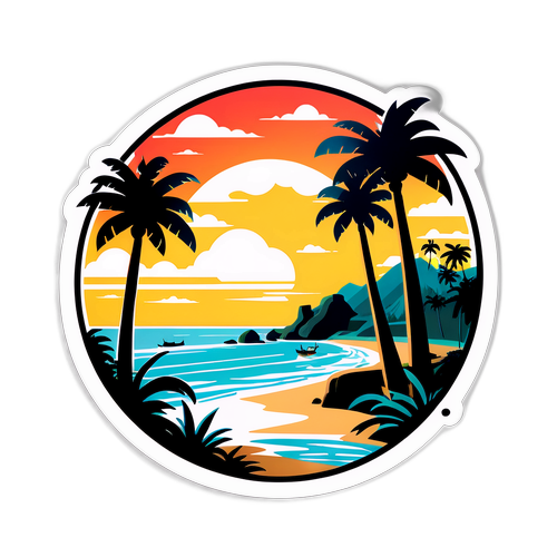 Diseño de una pegatina con un paisaje icónico de Bali