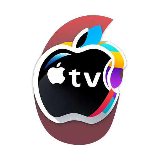 Diseño de sticker con teléfono móvil y logo de Apple TV