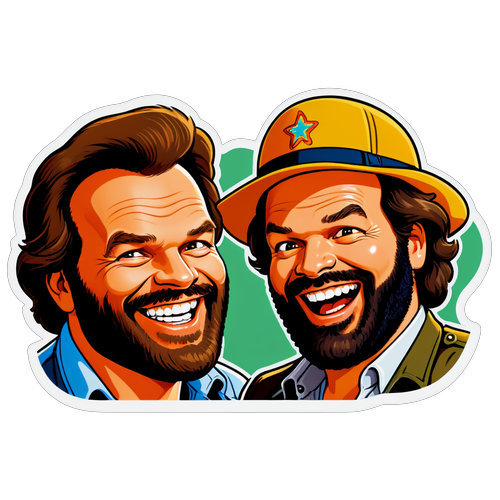 Rires Éternels : La Magie de l'Amitié de Terence Hill et Bud Spencer Capturée en Un Sticker