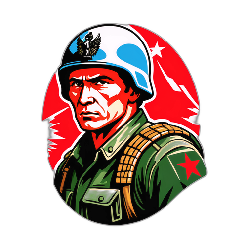 Наклейка з Бурдановим, що символізує хороброго солдата, який захищає свій народ