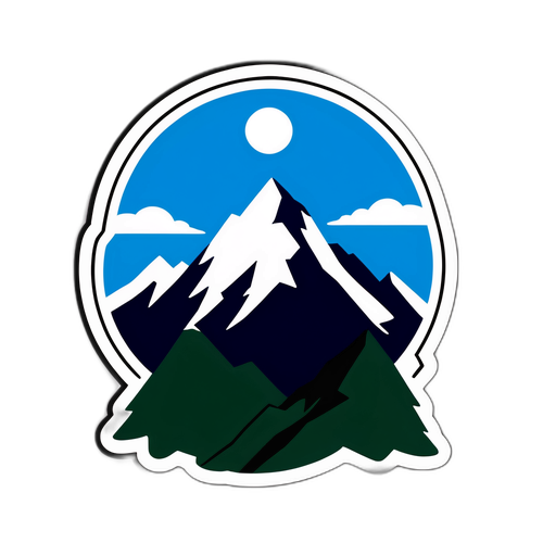 Diseño de una pegatina representando a Colapinto en la cima de una montaña alpina